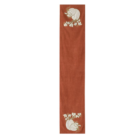 VELVET PUMPKIN EMBROIDERED TABLE RUNNER
