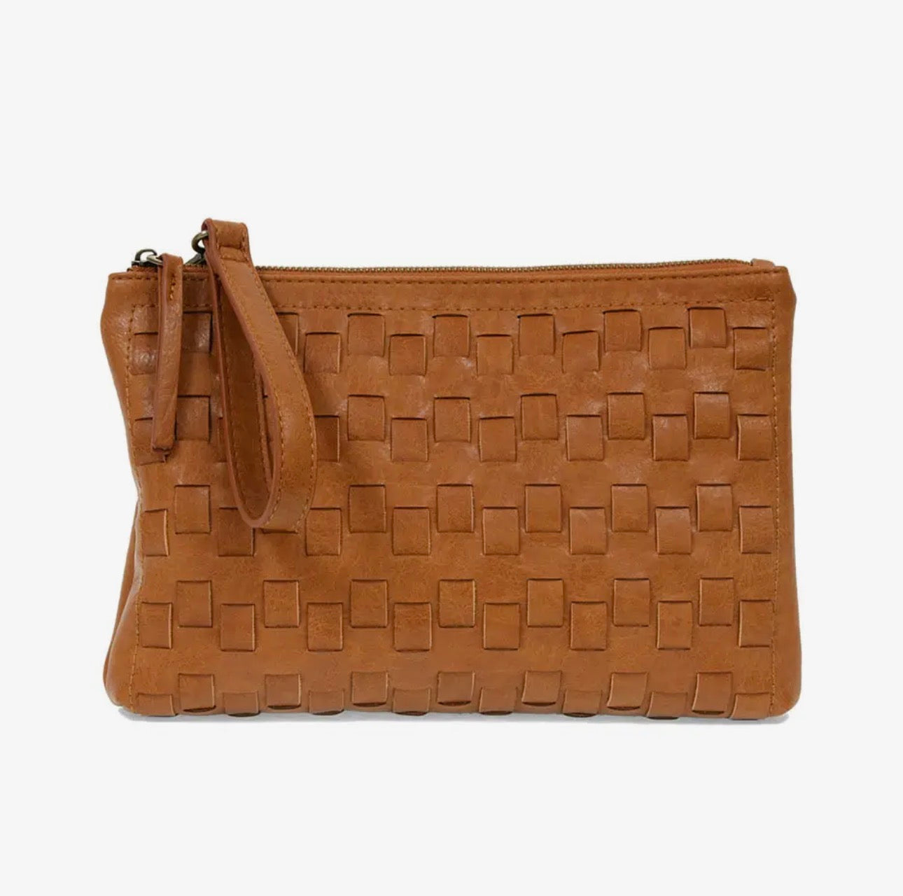 Cognac Quinn Woven Convertible Crossbody Clutch