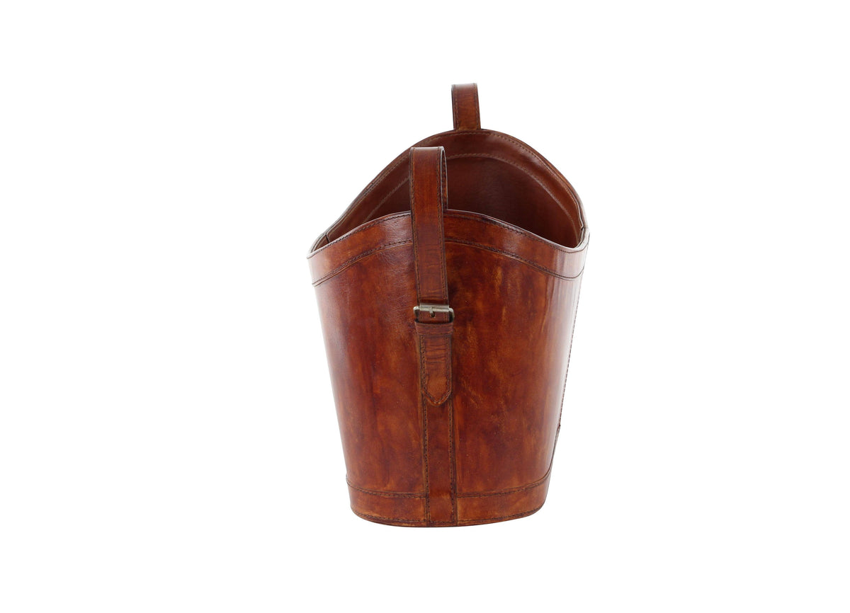 Rustic Brown Leather Magazine Holder