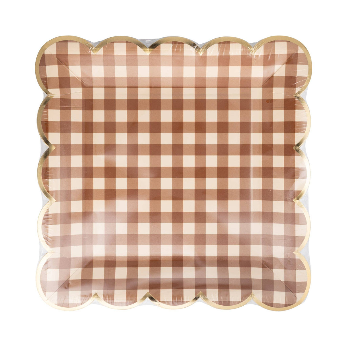 PLPL2687 - Brown Gingham 9" Paper Plate (8ct)