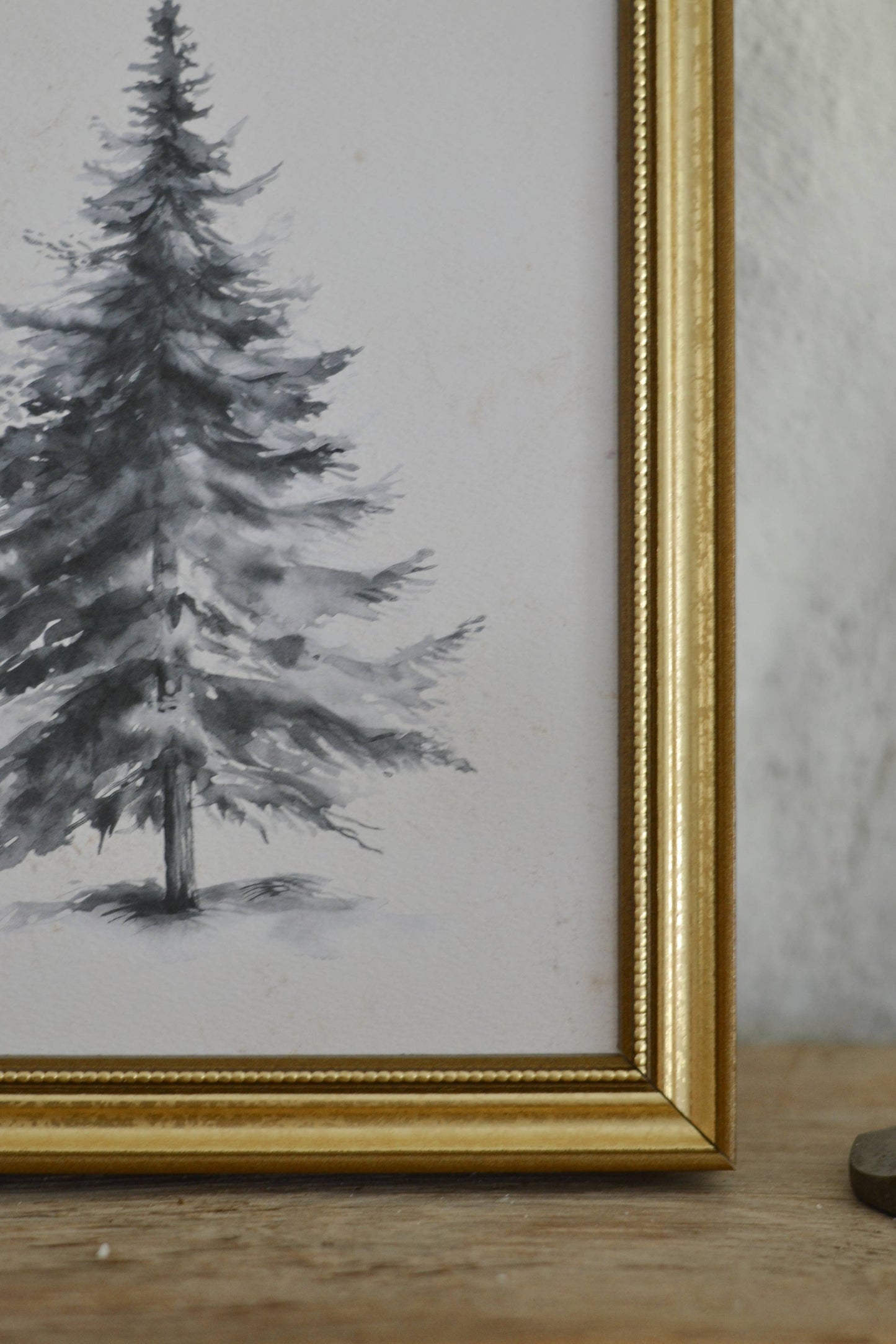 Pine Tree Artwork : Gold Frame / 5x7