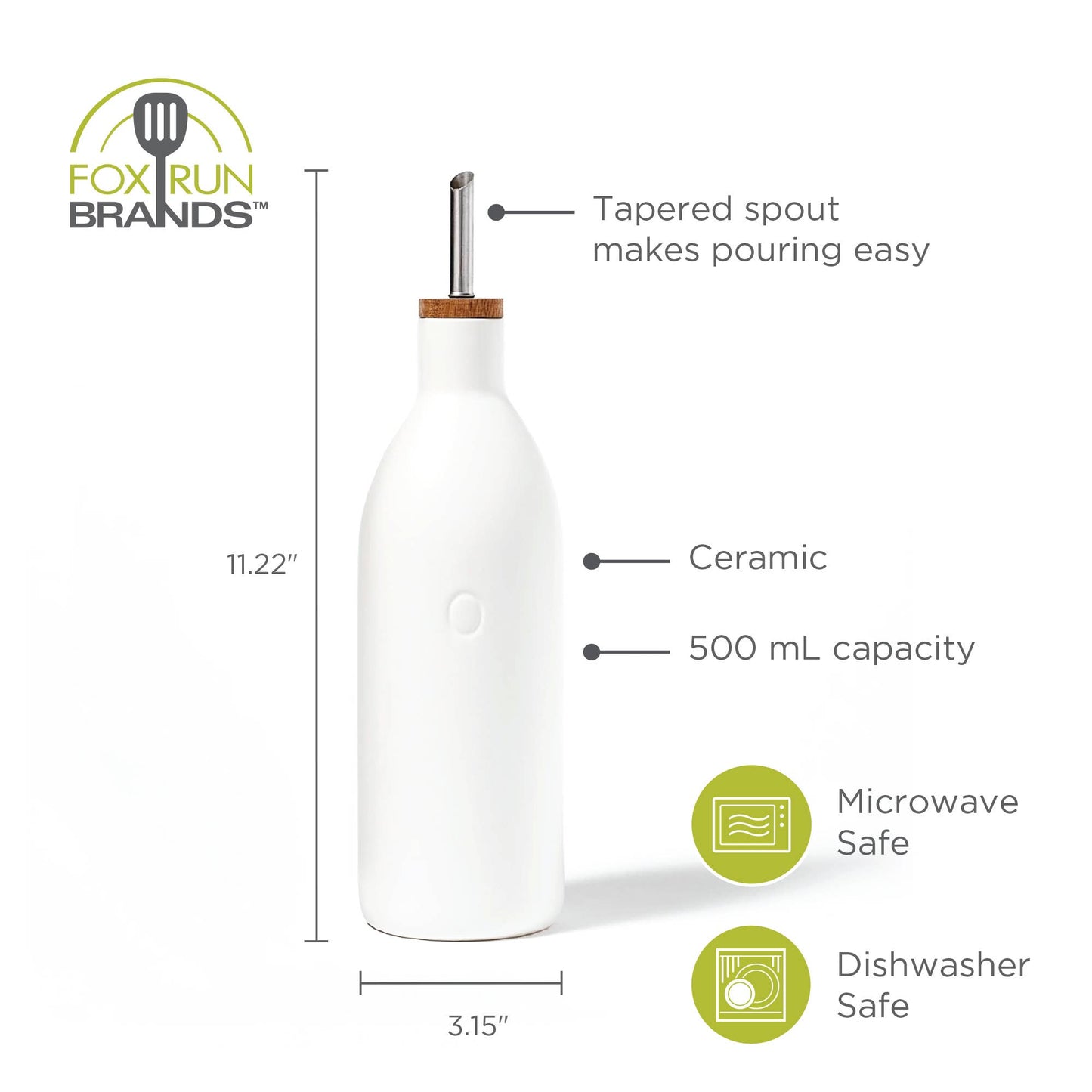 White Ceramic Oil Bottle,17 oz Olive Oil Dispenser
