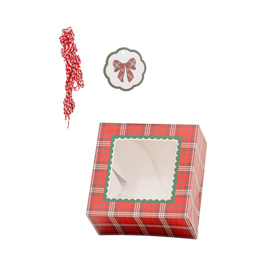 Plaid Bow Cookie Boxes