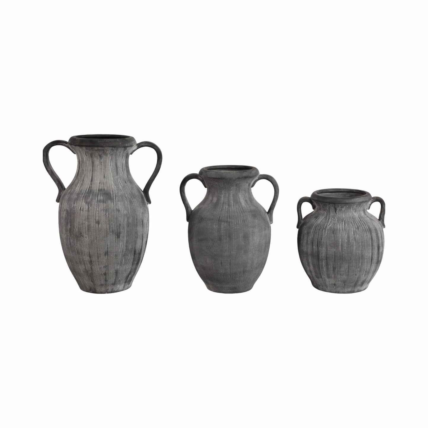 Black 15 in. Dolomite Amphora Weathered Vase