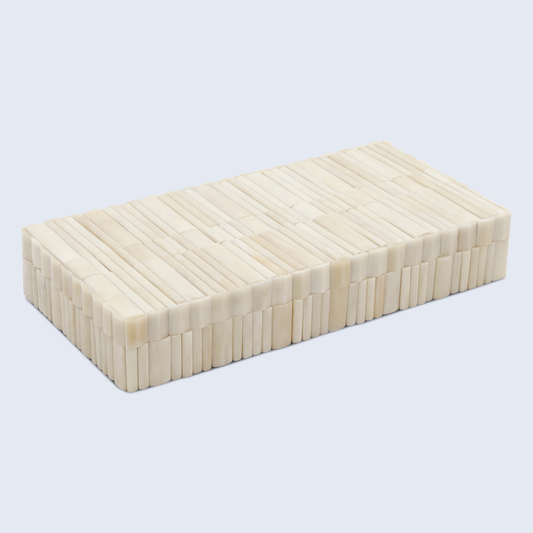 Decorative Box Ivory Stem White: 12x6x2