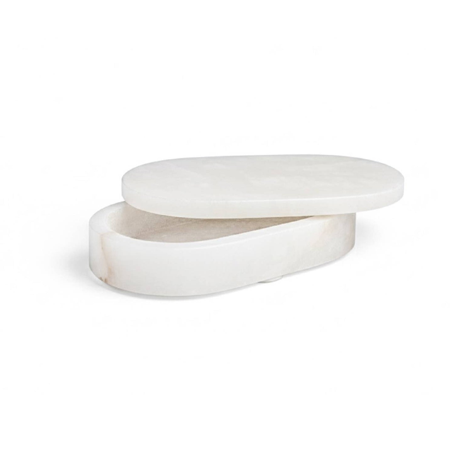 White Alabaster Oval Display Box