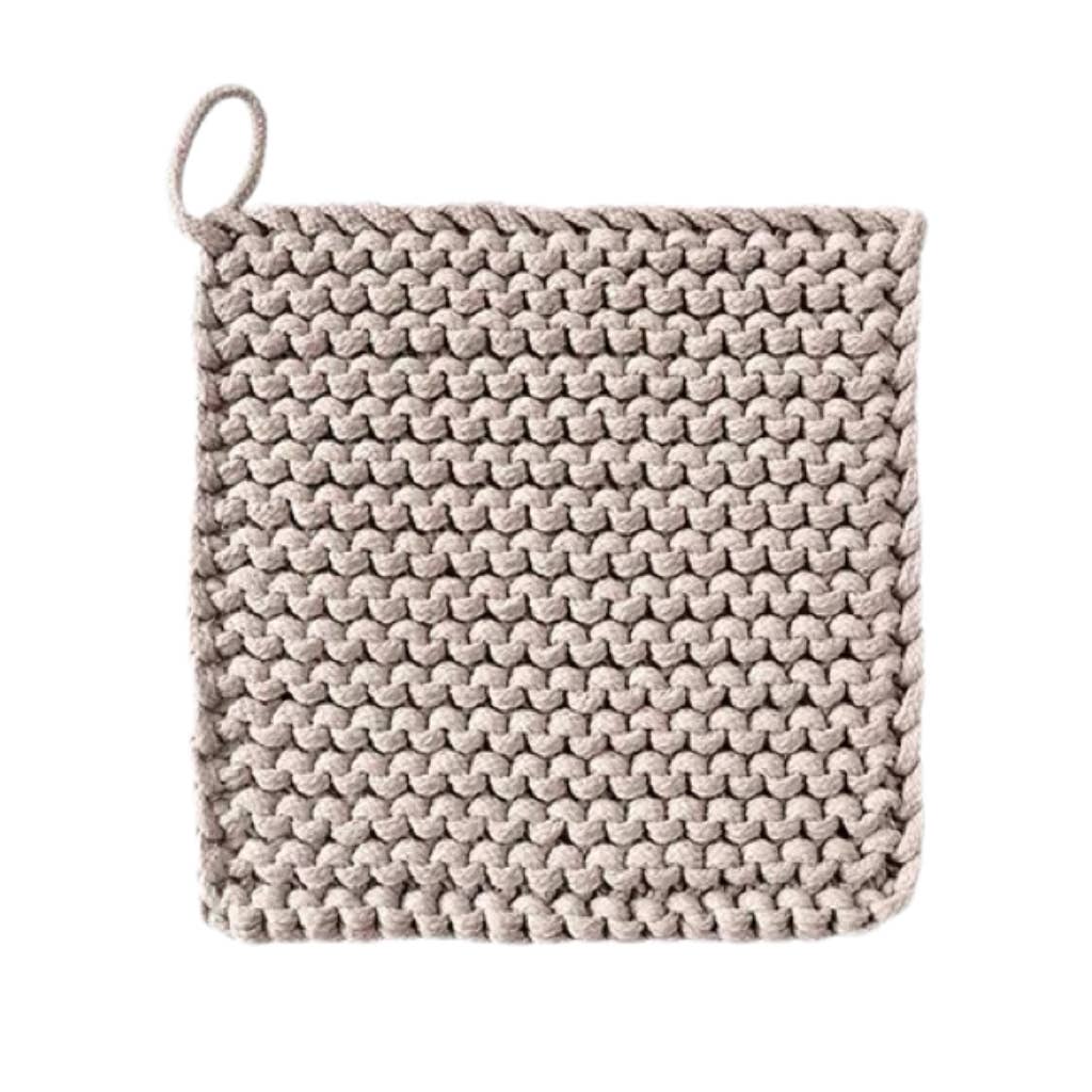 Cotton Crocheted Pot Holder: Khaki Small