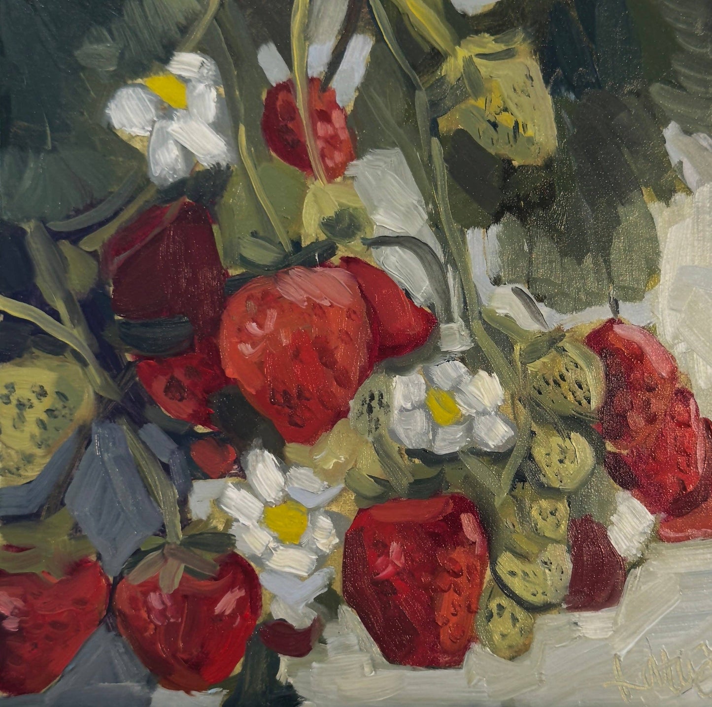 "Strawberry Blossoms" Print: 5x5