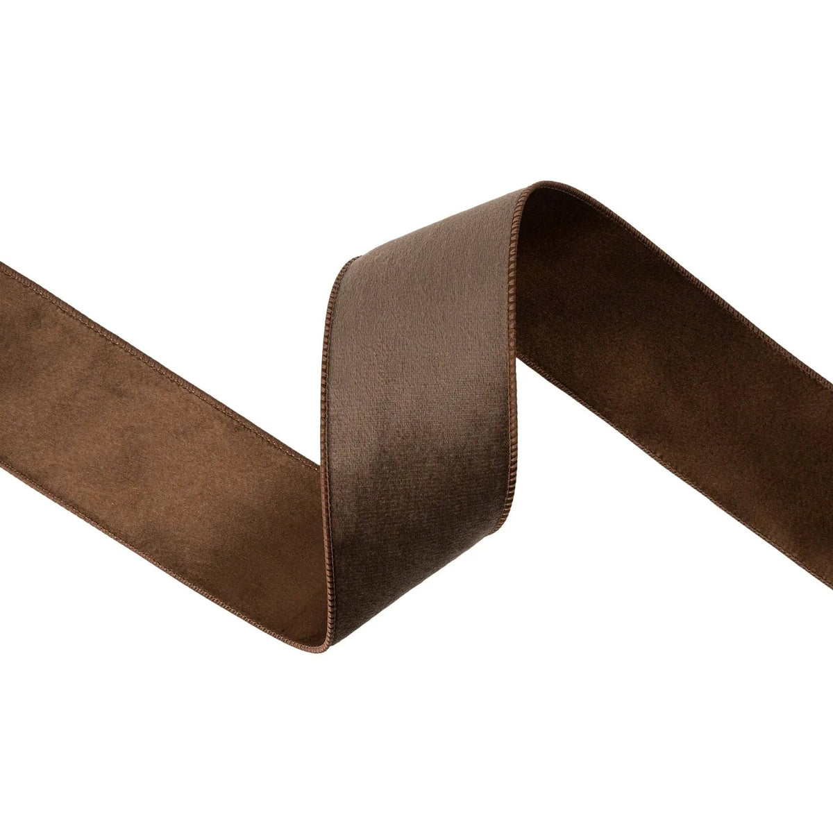 2 1/2" Reversible Classic Velvet Wired Ribbon | Brown w/ Brown Shimmer Backing | 10 Yard Roll