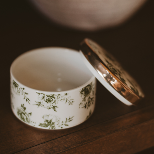 *NEW* Green Delft Trinket Dish with Lid
