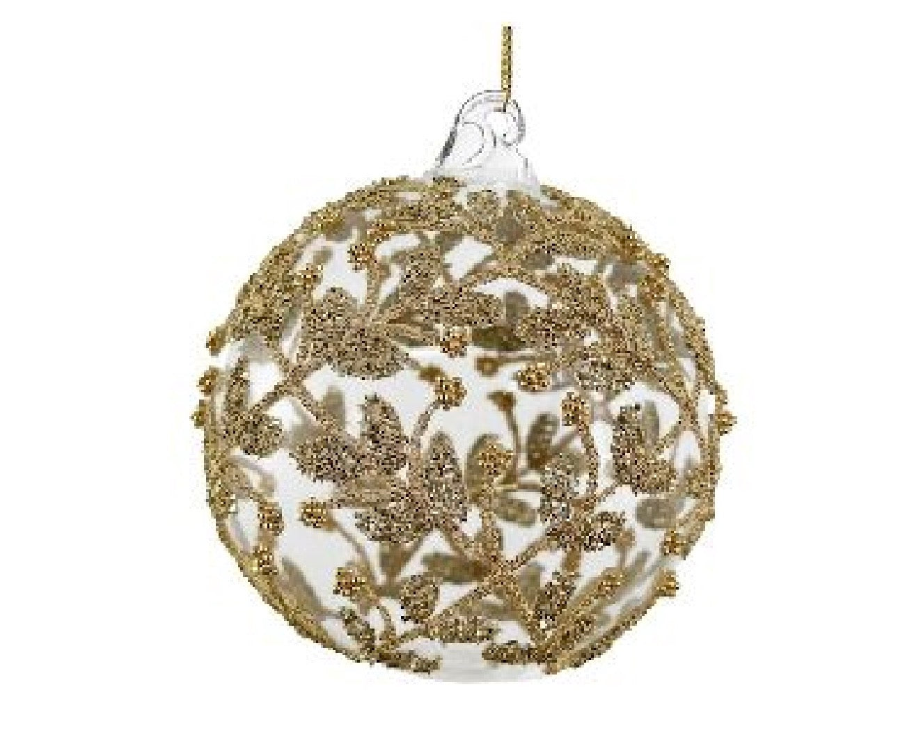 Glass ball clear gold bead flower lace