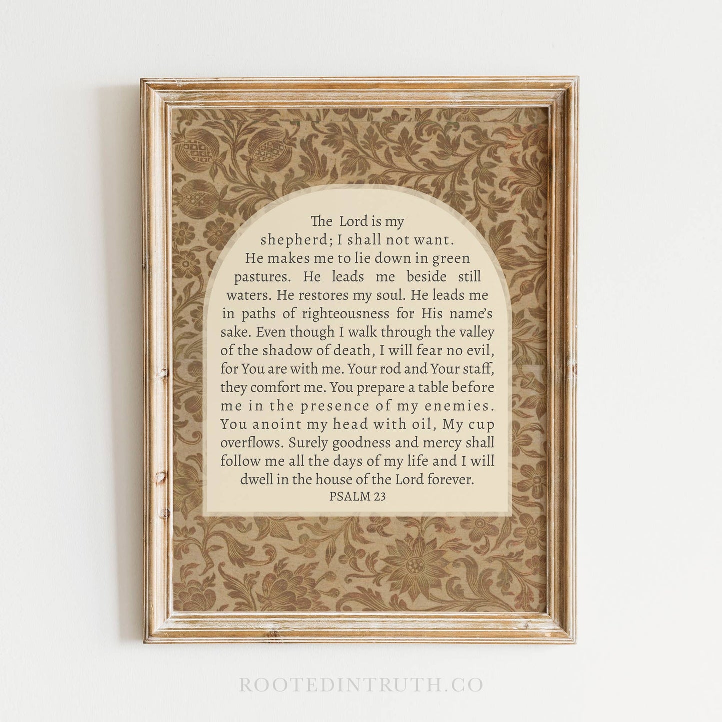 Psalm 23 Vintage Wall Art Print Christian Jesus Gift Decor: 5x7