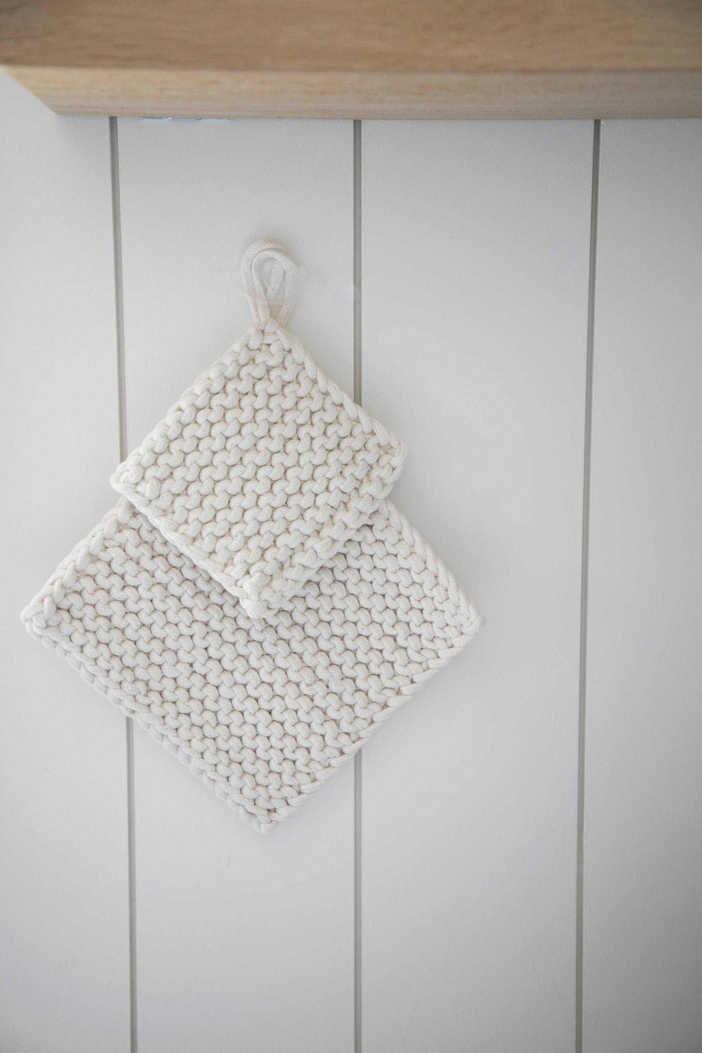 Cotton Crocheted Pot Holder: Khaki Small
