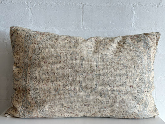 Lumber Pillow - Dusty Blue and Ivory