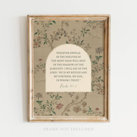 Psalm 91 Vintage Wall Art Print Christian Home Decor Gift: 8x10