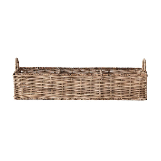 Hand-Woven Rattan Basket w/ 3 Sections