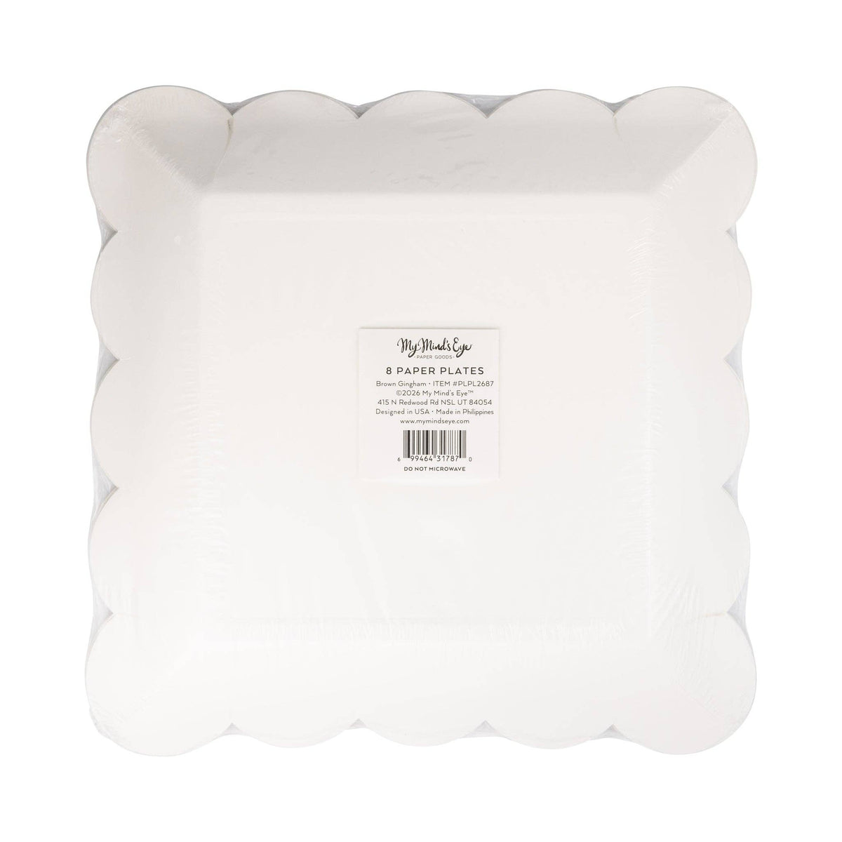 PLPL2687 - Brown Gingham 9" Paper Plate (8ct)