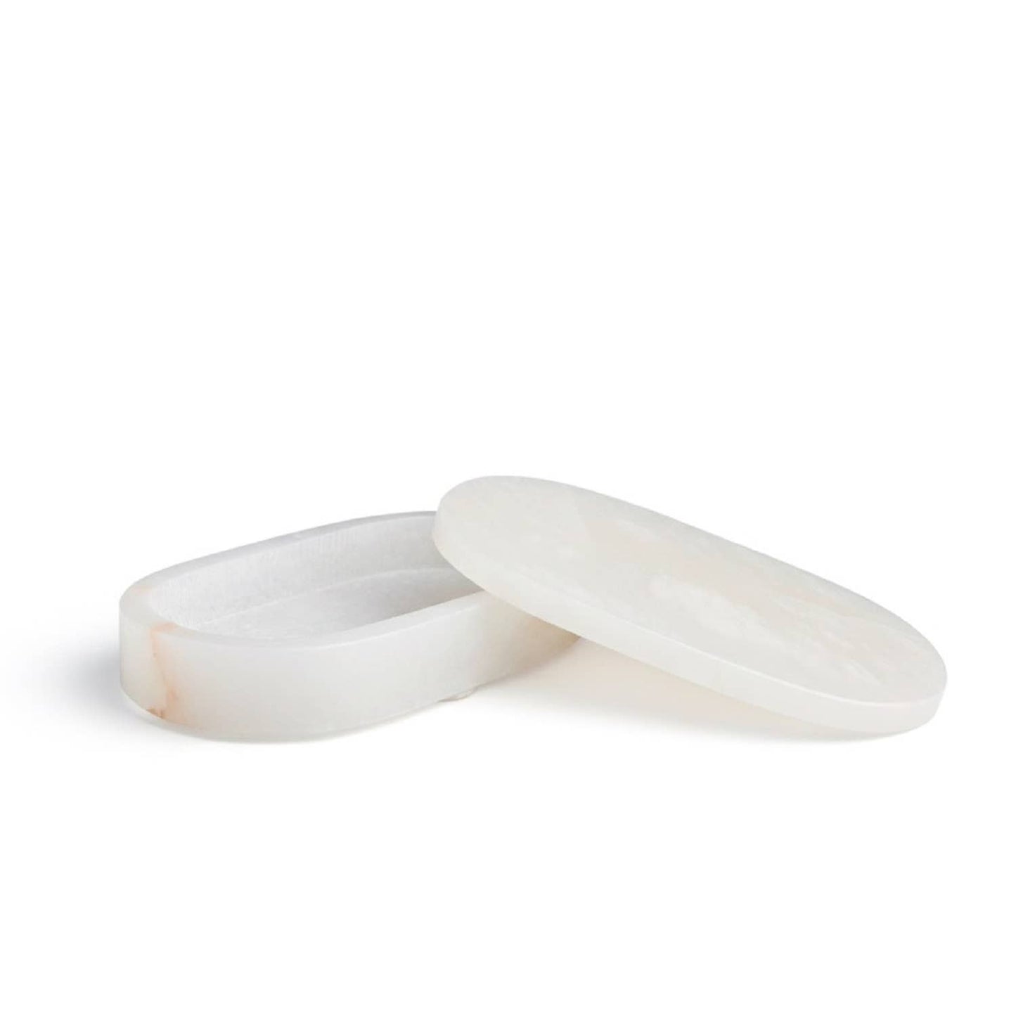White Alabaster Oval Display Box