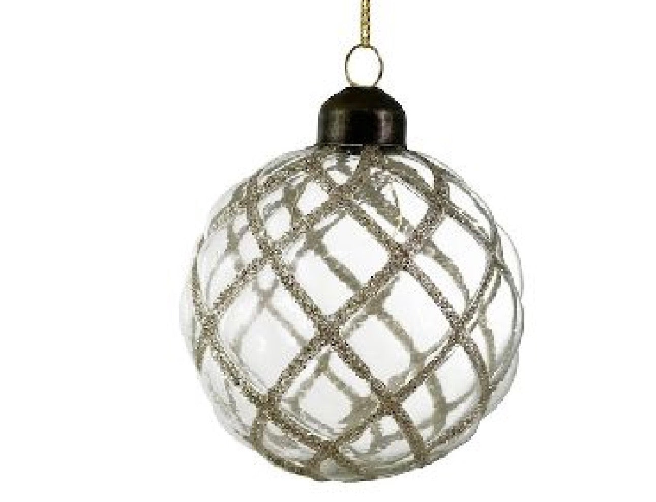 Glass velvet ball transparent w/silver glitter