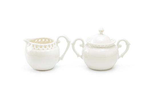 White Heirloom Fine Porcelain Sugar and Creamer Set