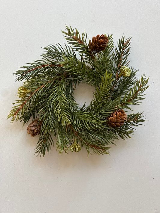White Spruce Candle Ring/Wreath 7"