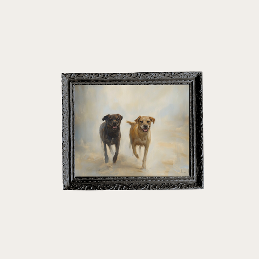 Two Labs | French Black Mould Framed Art: 8 x 10