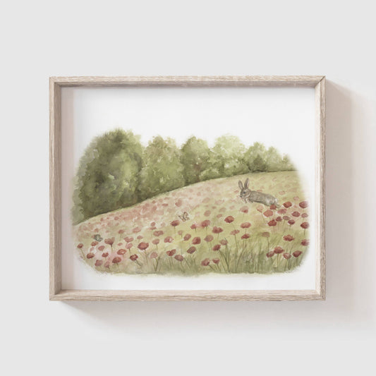 Rabbit in Poppies' Art Print (Our Little Adventures): 5 x 7"