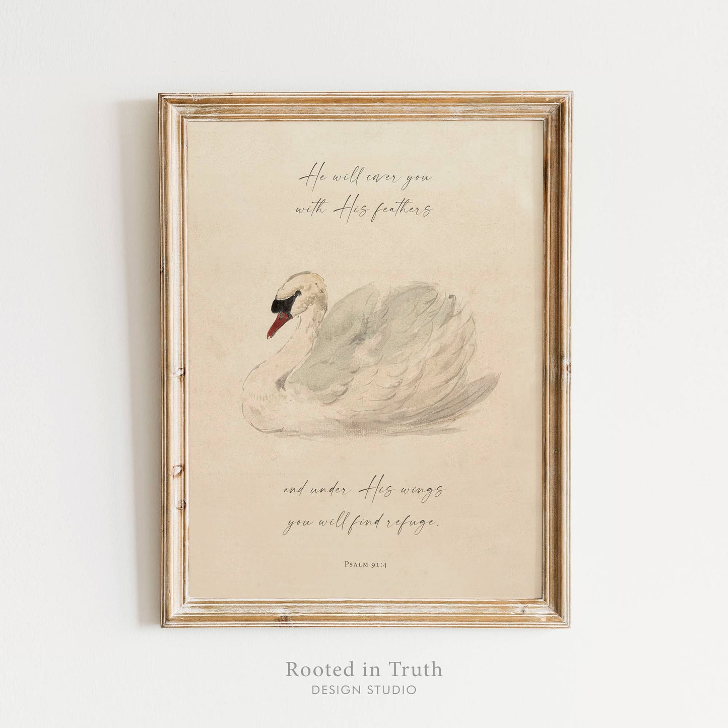 Under His Wings Wall Art Print Christian Decor: 5x7 Heirloom Print (Unframed)