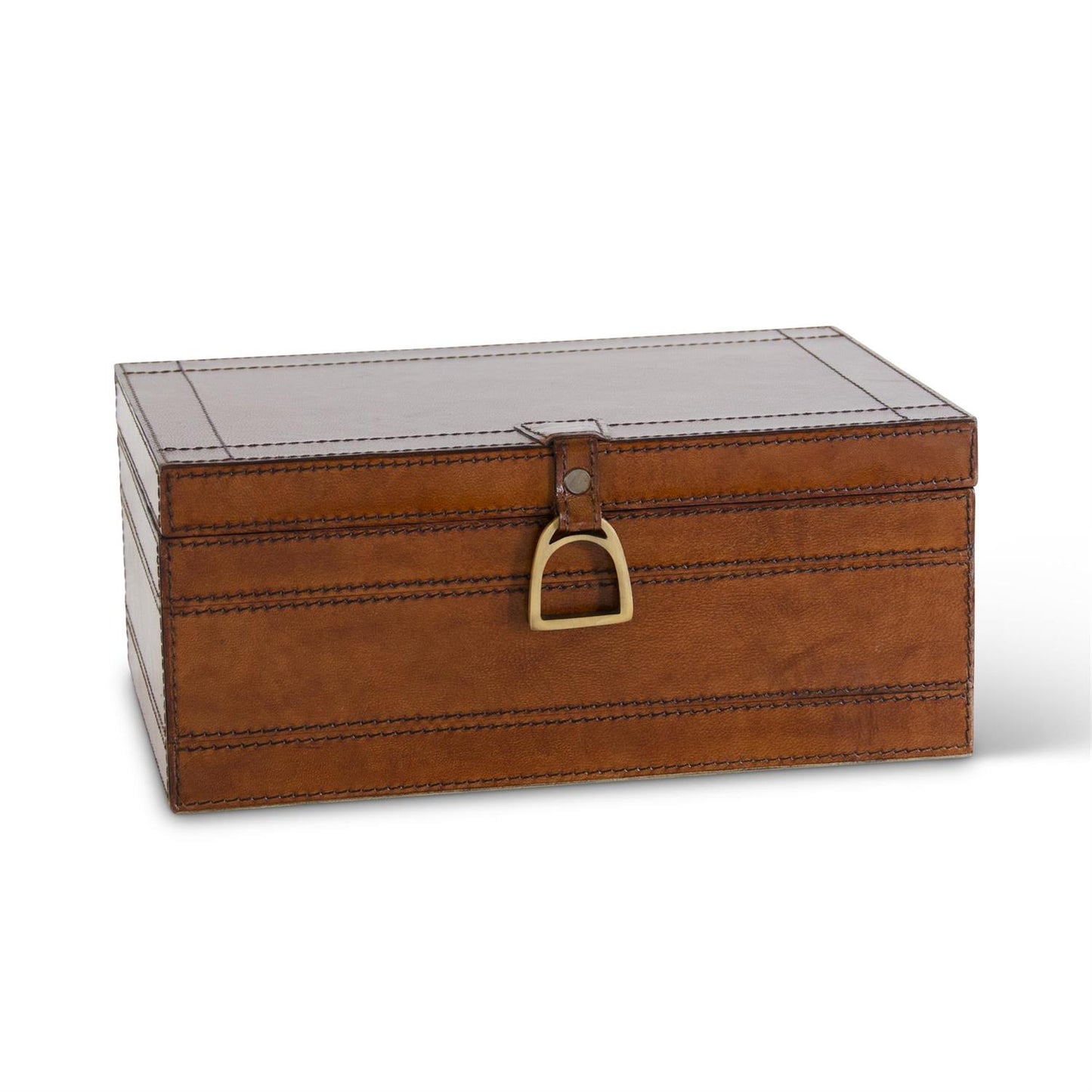 BROWN LEATHER BOX W/STIRRUP LATCH