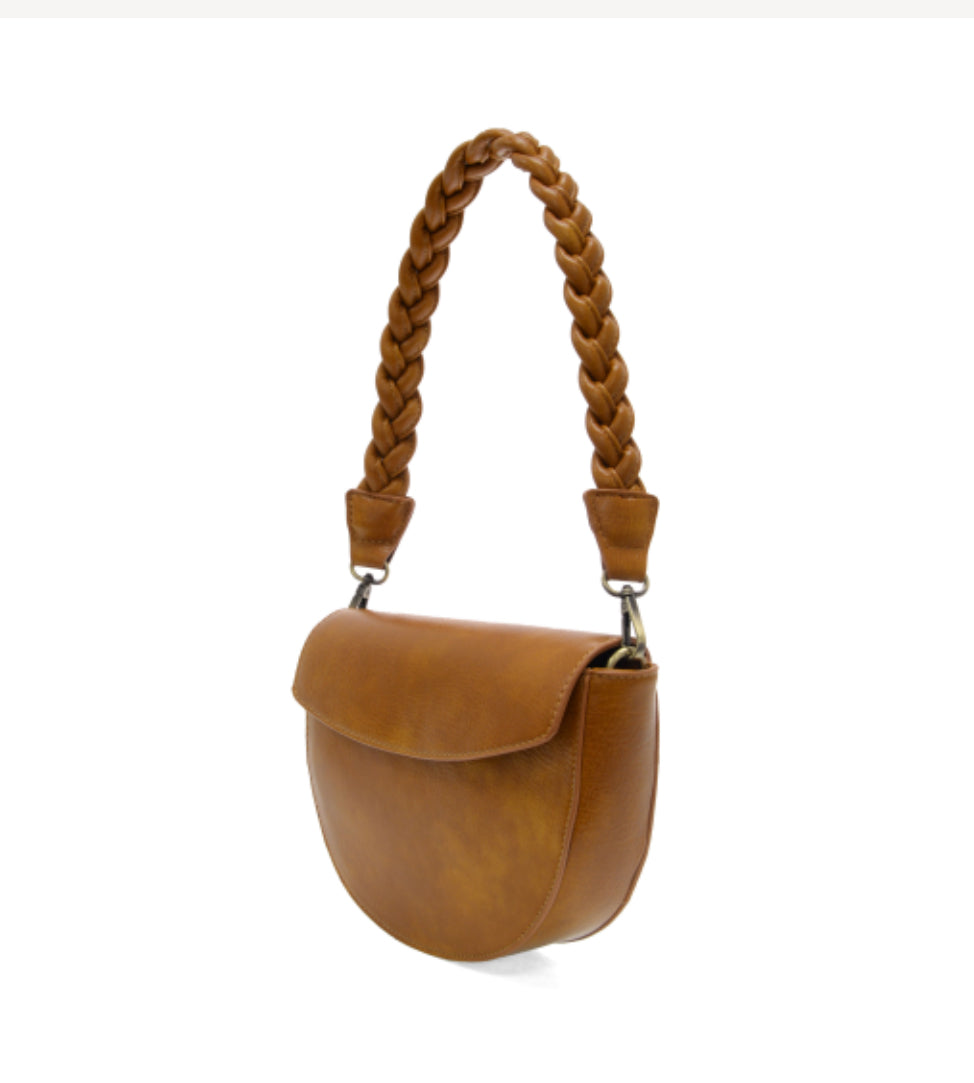 Dark Amber Linda Crescent Crossbody w/Braided Strap