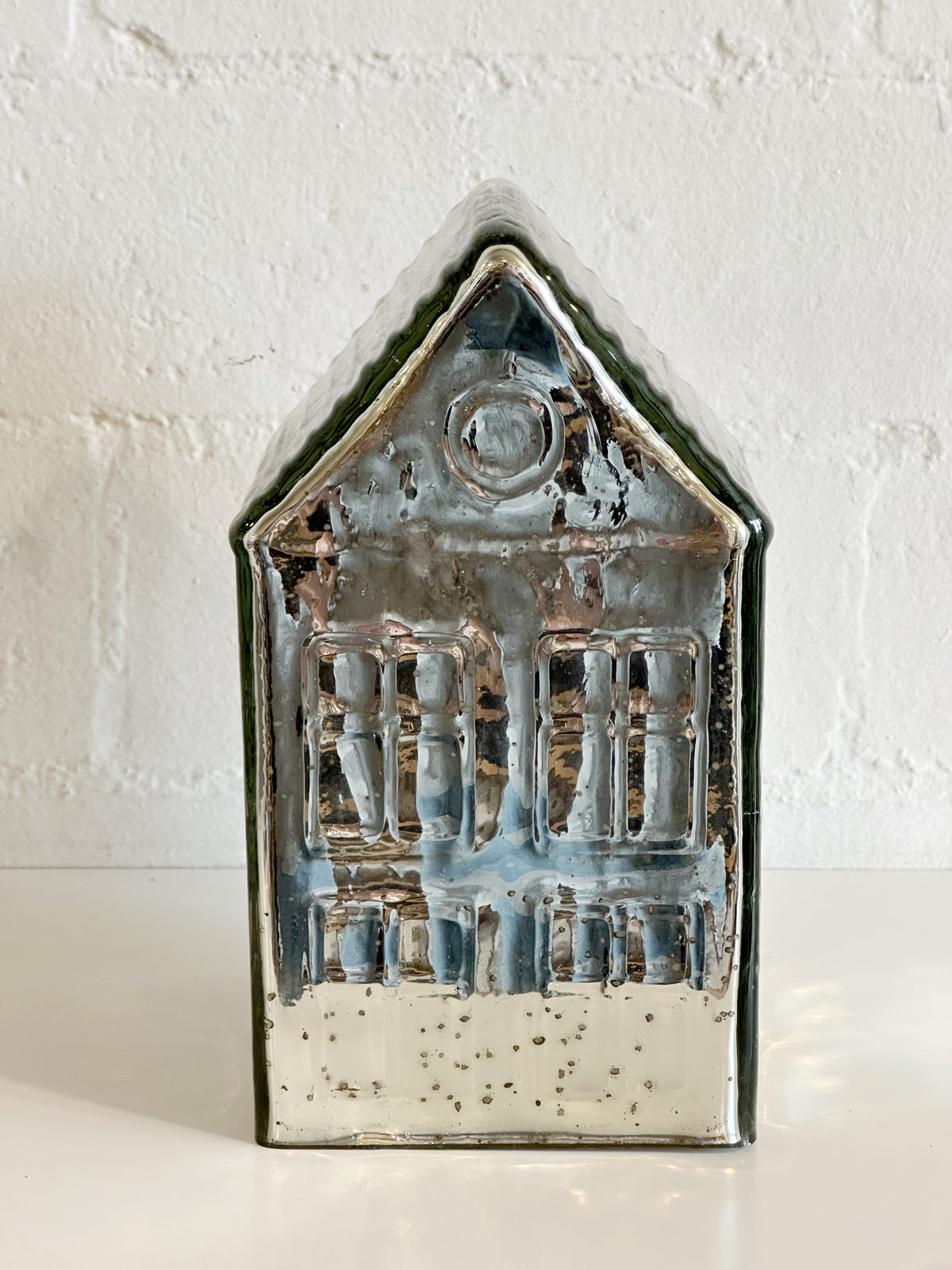 Silver Mercury Glass Village House