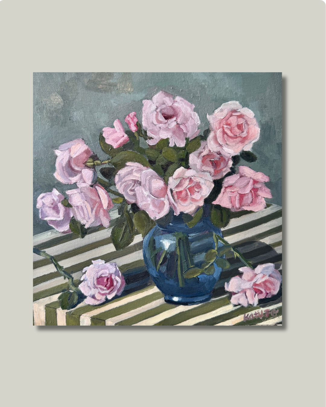 "Stripes and Flowers" Print: 8x8