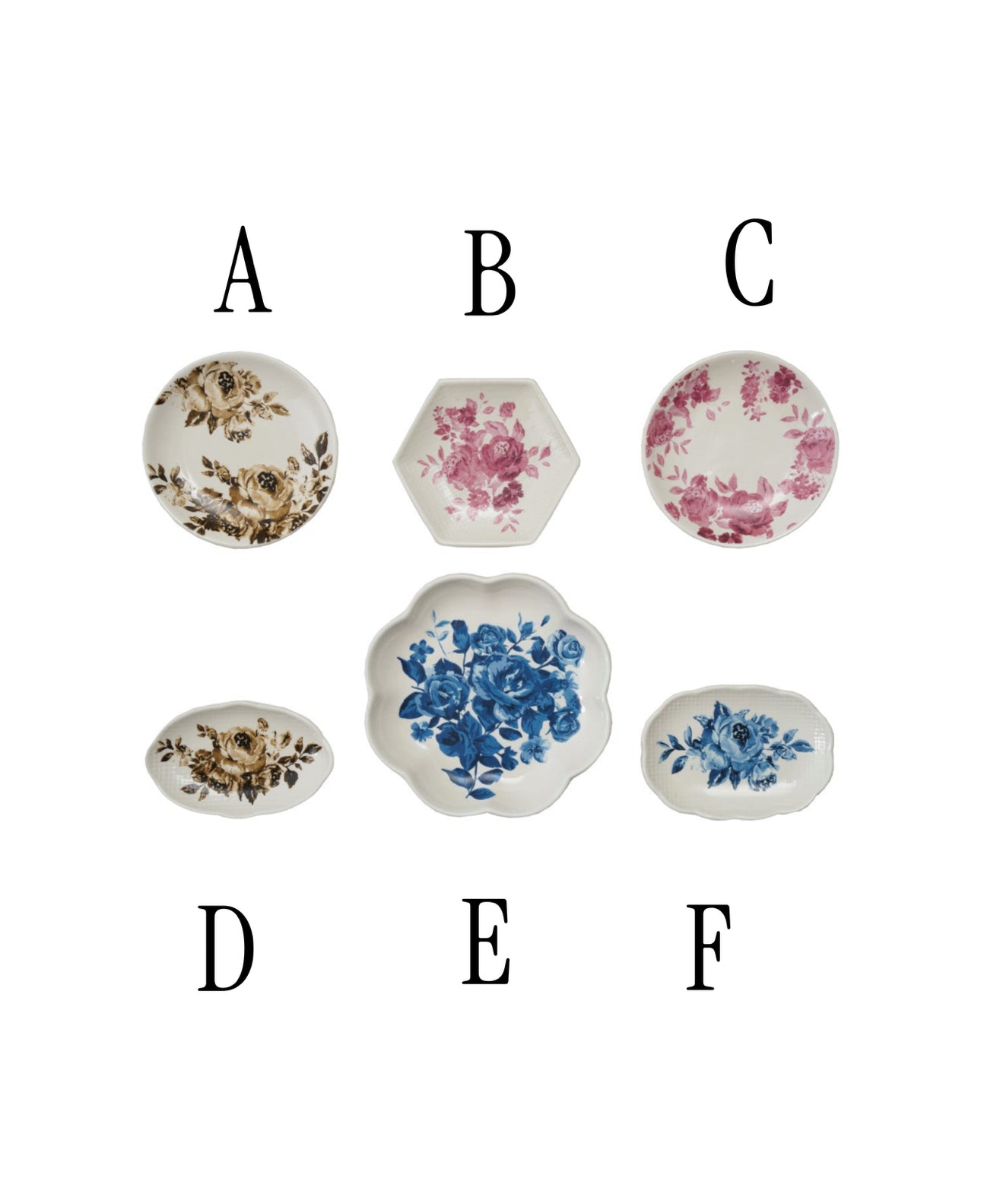Stoneware Plate Shaped Magnet with Floral Image, 6 Styles