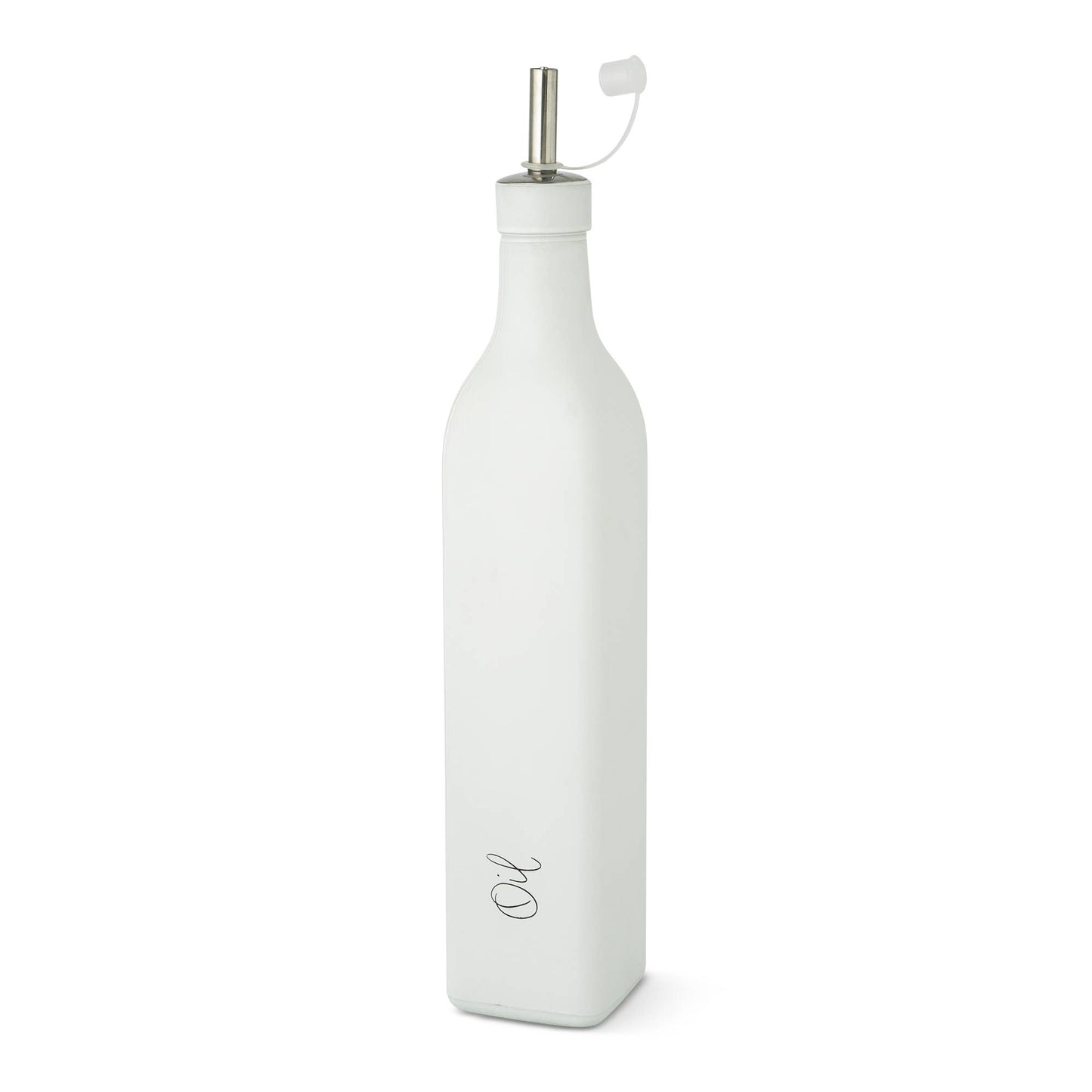 Glass Cruets - Matte White Oil or Vinegar Script