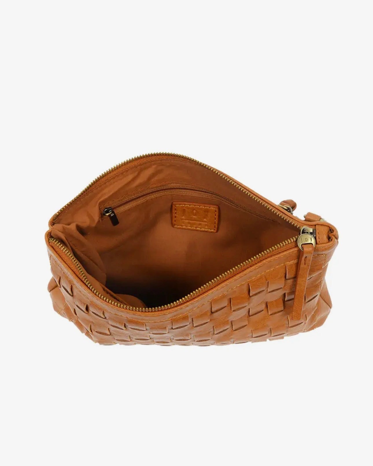 Cognac Quinn Woven Convertible Crossbody Clutch