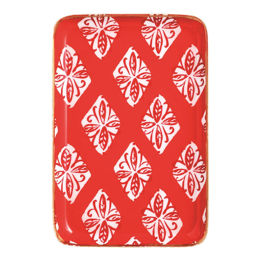 RED BLOCK METAL TIDBIT PLATE