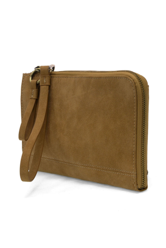 Wheat Faux Suede Karina Convertible Wristlet & Wallet