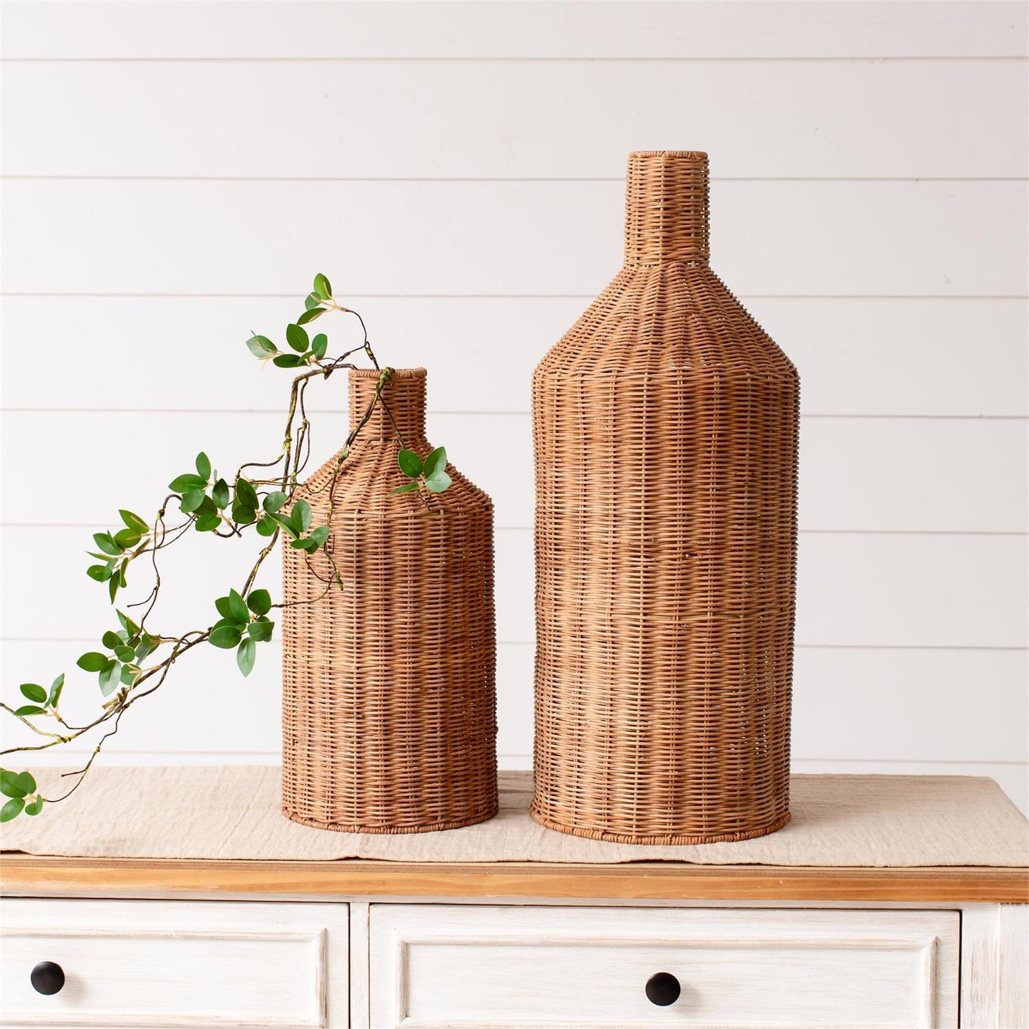 Tall Woven Rattan Open Bottom Vase