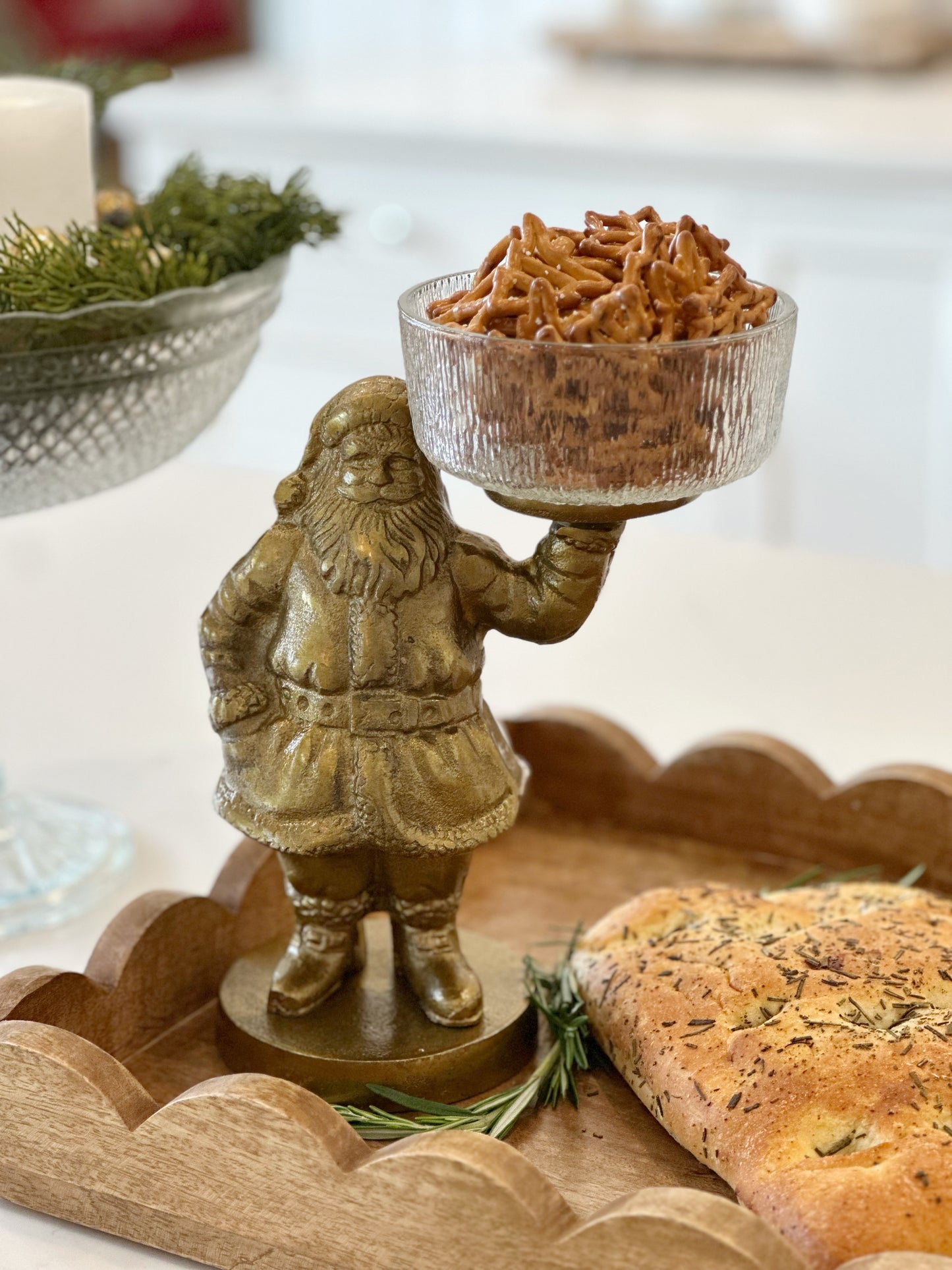 SAINT NICK GOLD METAL SANTA FIGURINE