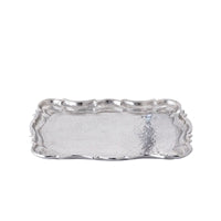 CAST ALUMINUM RECTANGULAR BAROQUE TRAY, RAW NICKEL