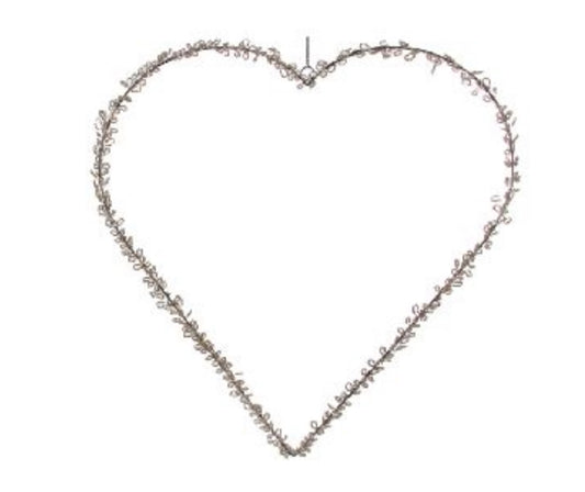 Silver Wire Bouillon Heart Wall Hanging