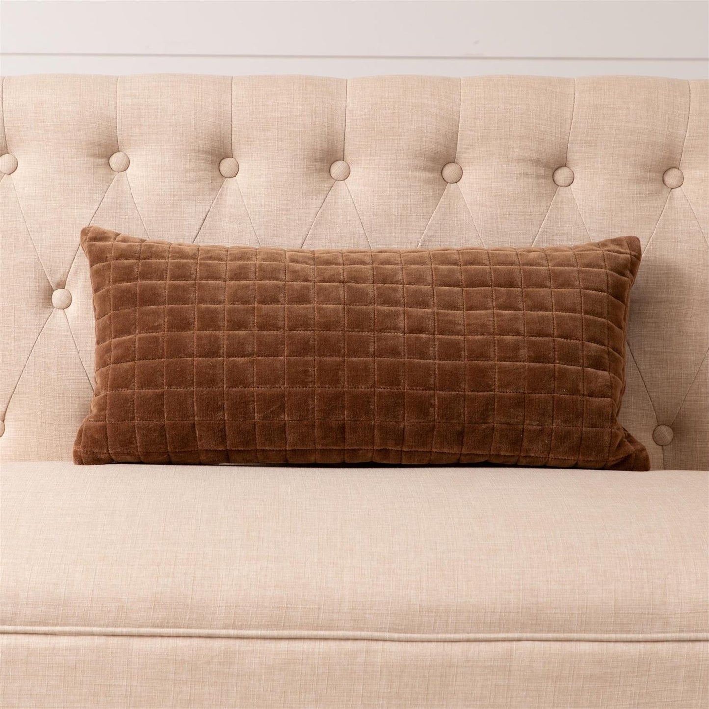 Lumber Pillow - quilted velvet coffee, brown