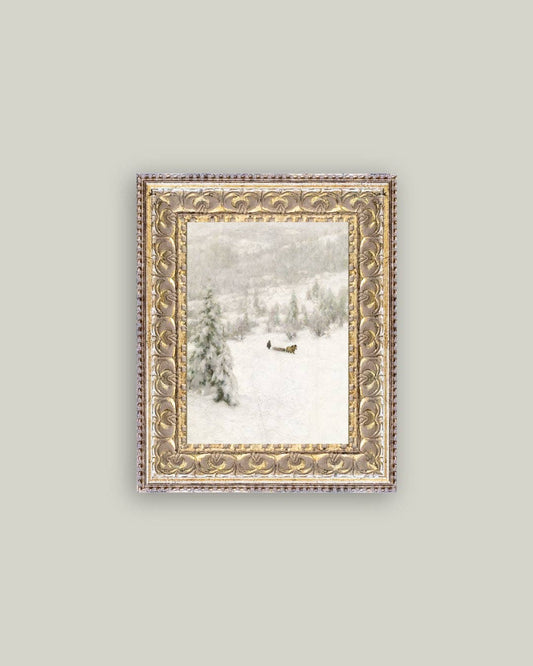 Winter Landscape Framed Antique Art: 5x7