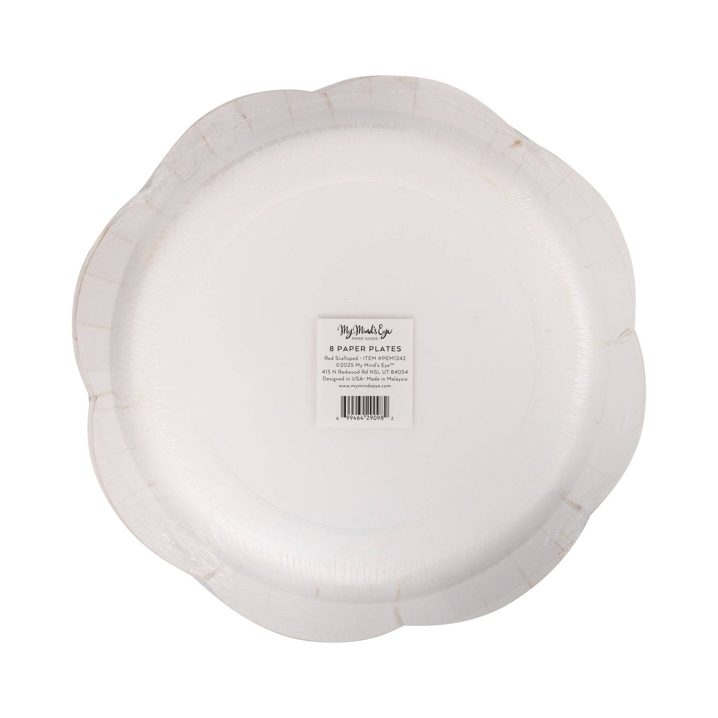 Red Scalloped Cream Lines Plate