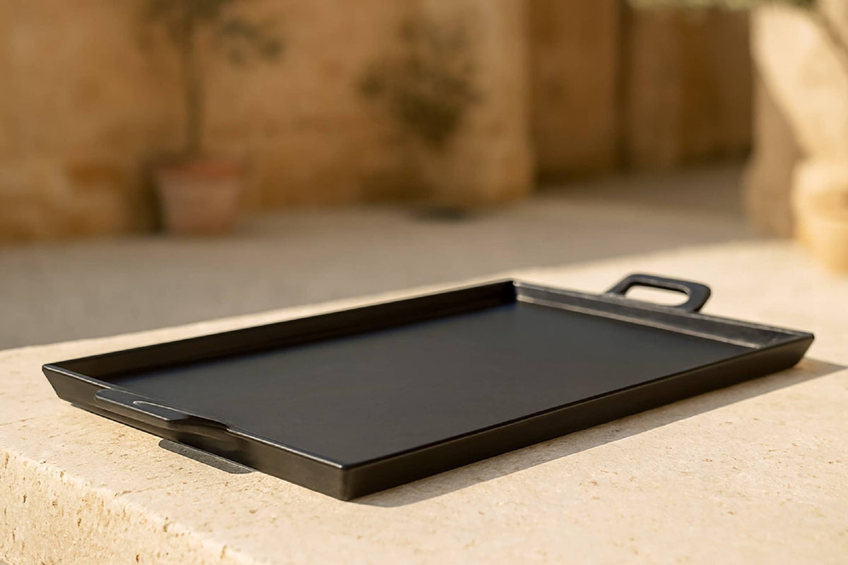 Black Alum. Tray with Handles