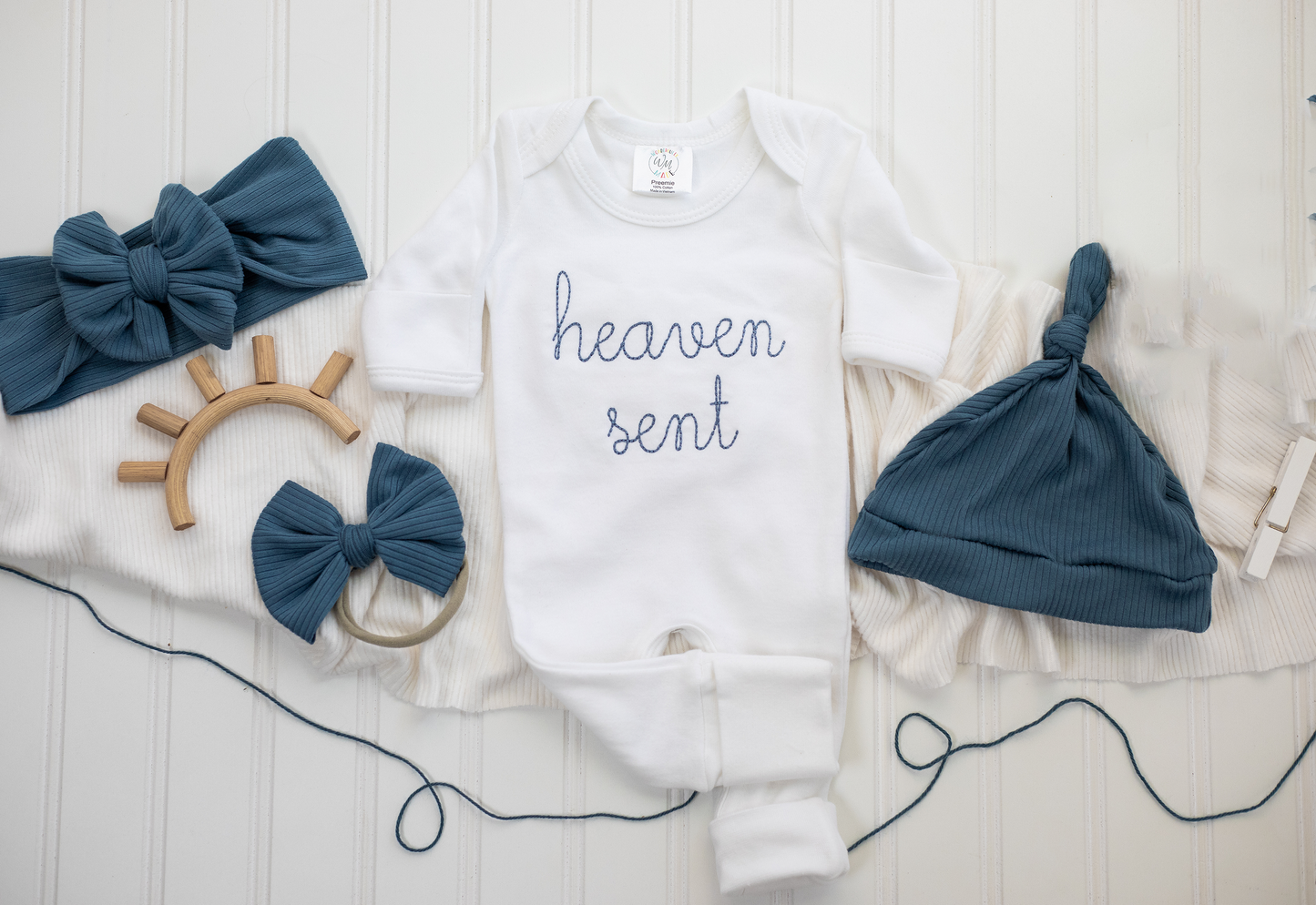 Baby Romper | Heaven Sent Blue: Newborn / Romper Only