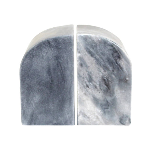 Set of 2 Grey Marble Bookends: Grey / Marble