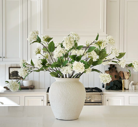 White Snowball Hydrangea Branch