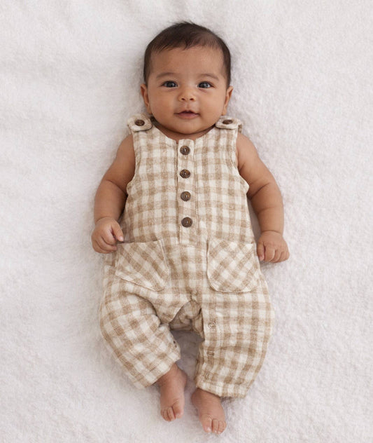 Muslin Jumper Gingham Pierre II: Oat/brown gingham / 12-18 months