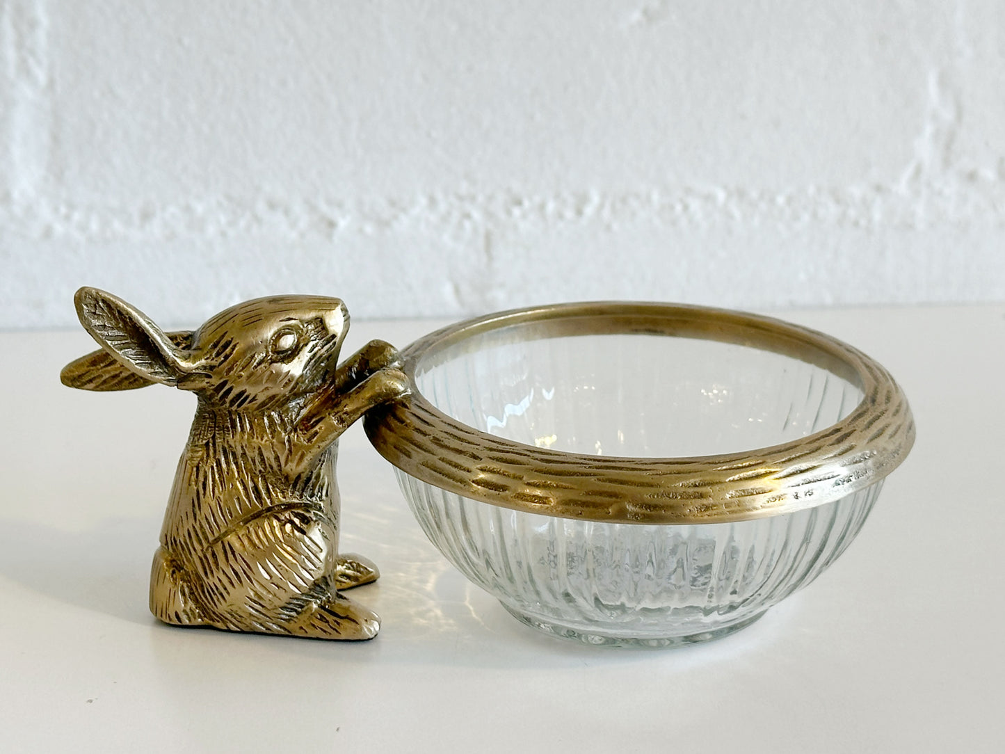 Glass & Brass Rabbit Dish